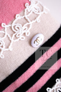 CHANEL 11C Pink Black Stripe Cashmere Knit Dress 36 シャネル ピンク ブラック ストライプ ボーダー カシミア100% ニット ワンピース 即発