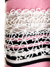 CHANEL 11C Pink Black Stripe Cashmere Knit Dress 36 シャネル ピンク ブラック ストライプ ボーダー カシミア100% ニット ワンピース 即発
