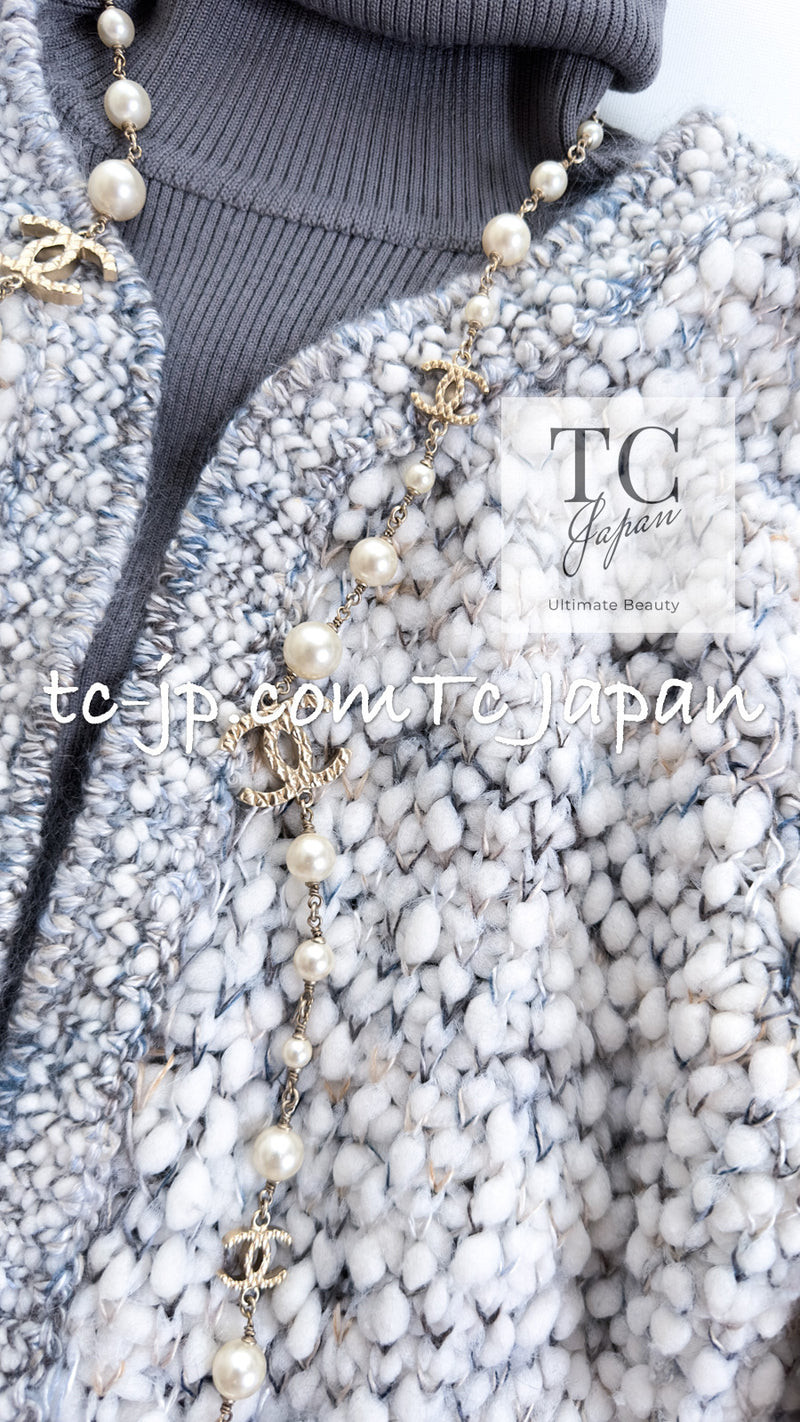 CHANEL 16PF Gray White Ivory Turtleneck Knit Dress 36 シャネル グレー ホワイト アイボリー タートルネック ニット ドッキング ワンピース 即発