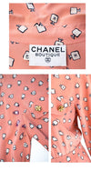 CHANEL 80's Vintage Pink Perfume Bottle CC Logo Print Silk Dress 40 シャネル ヴィンテージ ピンク 香水ボトル ココマーク シルク ワンピース 即発