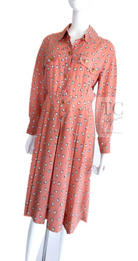 CHANEL 80's Vintage Pink Perfume Bottle CC Logo Print Silk Dress 40 シャネル ヴィンテージ ピンク 香水ボトル ココマーク シルク ワンピース 即発