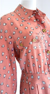 CHANEL 80's Vintage Pink Perfume Bottle CC Logo Print Silk Dress 40 シャネル ヴィンテージ ピンク 香水ボトル ココマーク シルク ワンピース 即発