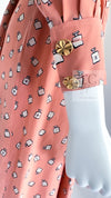 CHANEL 80's Vintage Pink Perfume Bottle CC Logo Print Silk Dress 40 シャネル ヴィンテージ ピンク 香水ボトル ココマーク シルク ワンピース 即発