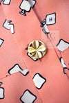CHANEL 80's Vintage Pink Perfume Bottle CC Logo Print Silk Dress 40 シャネル ヴィンテージ ピンク 香水ボトル ココマーク シルク ワンピース 即発