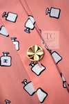 CHANEL 80's Vintage Pink Perfume Bottle CC Logo Print Silk Dress 40 シャネル ヴィンテージ ピンク 香水ボトル ココマーク シルク ワンピース 即発