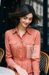 CHANEL 80's Vintage Pink Perfume Bottle CC Logo Print Silk Dress 40 シャネル ヴィンテージ ピンク 香水ボトル ココマーク シルク ワンピース 即発