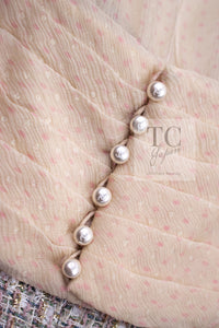 CHANEL 05S Metallic Gold Beige PearlButton Lesage Tweed Dress 36 シャネル メタリック ベージュ ゴールド ノースリーブ パール CC ボタン ルサージュ ツイード ドレス ワンピース 即発