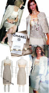 CHANEL 05S Metallic Gold Beige PearlButton Lesage Tweed Dress 36 シャネル メタリック ベージュ ゴールド ノースリーブ パール CC ボタン ルサージュ ツイード ドレス ワンピース 即発