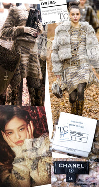 CHANEL 18A Beige Brown Gold Metallic Knit Dress 36 38 シャネル ベージュ ブラウン ゴールド メタリック ニット ワンピース 即発