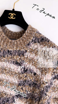 CHANEL 18A Beige Brown Gold Metallic Knit Dress 36 38 シャネル ベージュ ブラウン ゴールド メタリック ニット ワンピース 即発