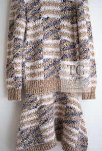 CHANEL 18A Beige Brown Gold Metallic Knit Dress 36 38 シャネル ベージュ ブラウン ゴールド メタリック ニット ワンピース 即発