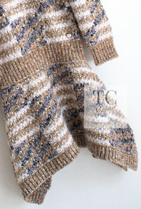 CHANEL 18A Beige Brown Gold Metallic Knit Dress 36 38 シャネル ベージュ ブラウン ゴールド メタリック ニット ワンピース 即発