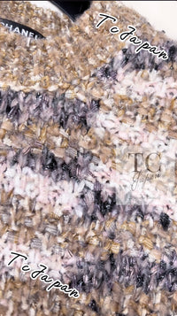 CHANEL 18A Beige Brown Gold Metallic Knit Dress 36 38 シャネル ベージュ ブラウン ゴールド メタリック ニット ワンピース 即発