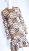 CHANEL 18A Beige Brown Gold Metallic Knit Dress 36 38 シャネル ベージュ ブラウン ゴールド メタリック ニット ワンピース 即発