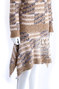 CHANEL 18A Beige Brown Gold Metallic Knit Dress 36 38 シャネル ベージュ ブラウン ゴールド メタリック ニット ワンピース 即発