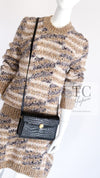 CHANEL 18A Beige Brown Gold Metallic Knit Dress 36 38 シャネル ベージュ ブラウン ゴールド メタリック ニット ワンピース 即発