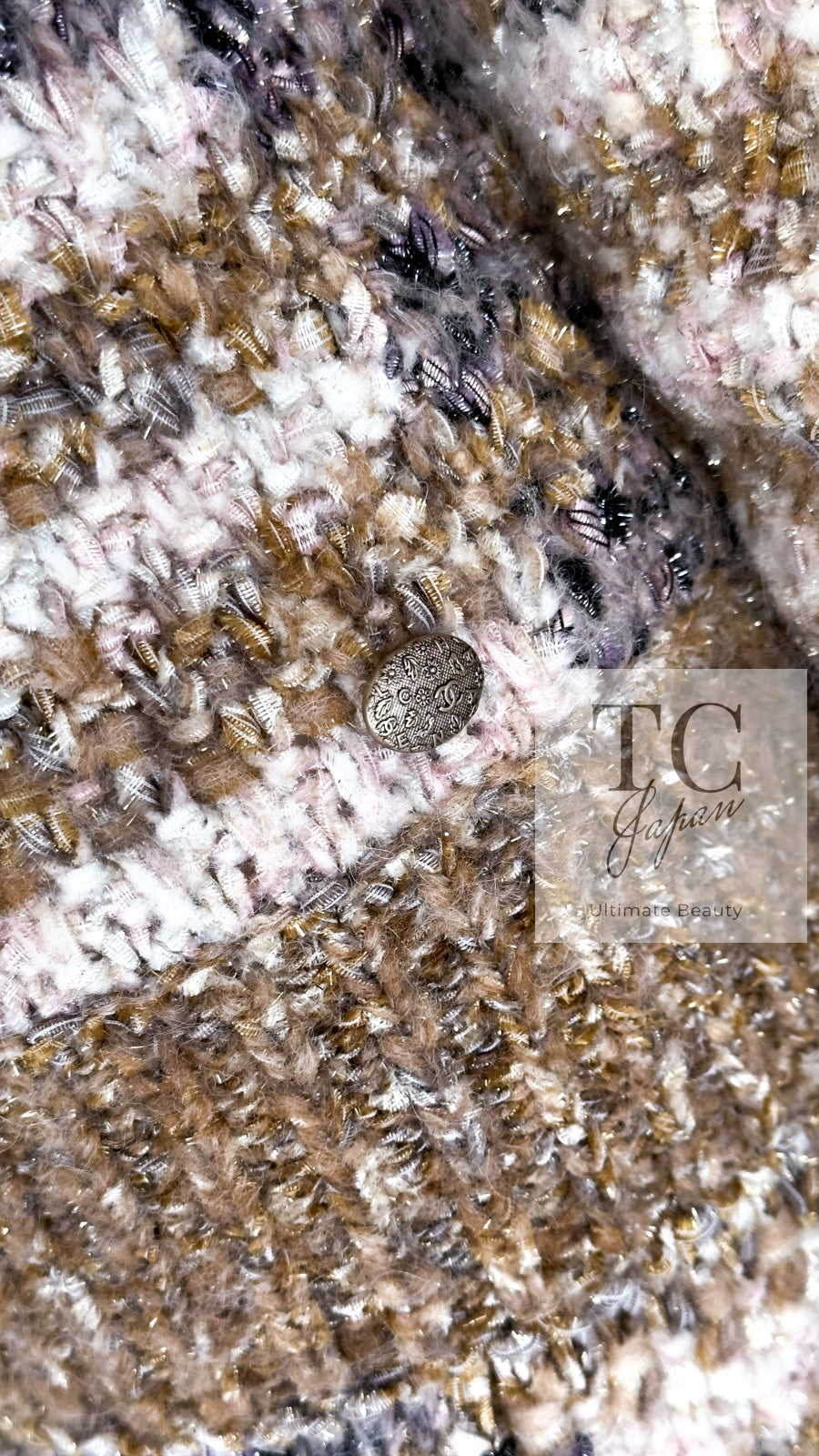 CHANEL 18A Beige Brown Gold Metallic Knit Dress 36 38 シャネル ベージュ ブラウン ゴールド メタリック ニット ワンピース 即発