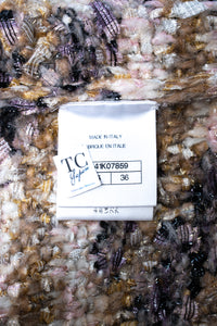 CHANEL 18A Beige Brown Gold Metallic Knit Dress 36 38 シャネル ベージュ ブラウン ゴールド メタリック ニット ワンピース 即発