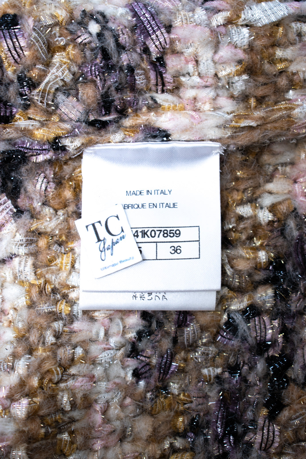 CHANEL 18A Beige Brown Gold Metallic Knit Dress 36 38 シャネル ベージュ ブラウン ゴールド メタリック ニット ワンピース 即発