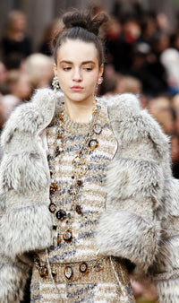 CHANEL 18A Beige Brown Gold Metallic Knit Dress 36 38 シャネル ベージュ ブラウン ゴールド メタリック ニット ワンピース 即発