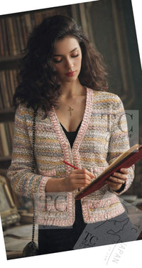 CHANEL 17C Creme Marigold Multi Cotton Cardigan 34 36 シャネル クリーム マリゴールド コットン ストレッチ テープ トリム カーディガン 即発