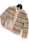 CHANEL 17C Creme Marigold Multi Cotton Cardigan 34 36 シャネル クリーム マリゴールド コットン ストレッチ テープ トリム カーディガン 即発