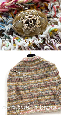 CHANEL 17C Creme Marigold Multi Cotton Cardigan 34 36 シャネル クリーム マリゴールド コットン ストレッチ テープ トリム カーディガン 即発