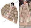 CHANEL 17C Creme Marigold Multi Cotton Cardigan 34 36 シャネル クリーム マリゴールド コットン ストレッチ テープ トリム カーディガン 即発