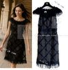 CHANEL 07S Black Brown Satin Silk Trim Dress 38 40 シャネル ブラック ブラウン サテン シルク トリム ワンピース 即発