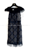 CHANEL 07S Black Brown Satin Silk Trim Dress 38 40 シャネル ブラック ブラウン サテン シルク トリム ワンピース 即発