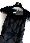 CHANEL 07S Black Brown Satin Silk Trim Dress 38 40 シャネル ブラック ブラウン サテン シルク トリム ワンピース 即発