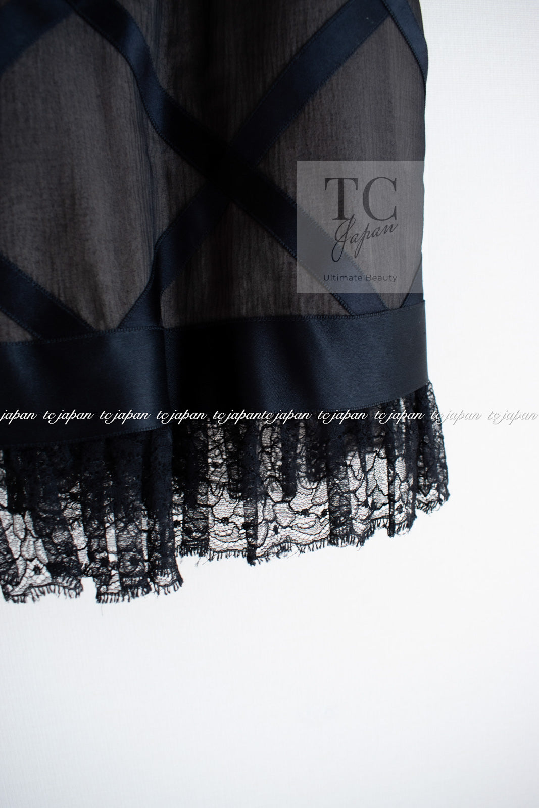 CHANEL 07S Black Brown Satin Silk Trim Dress 38 40 シャネル ブラック ブラウン サテン シルク トリム ワンピース 即発