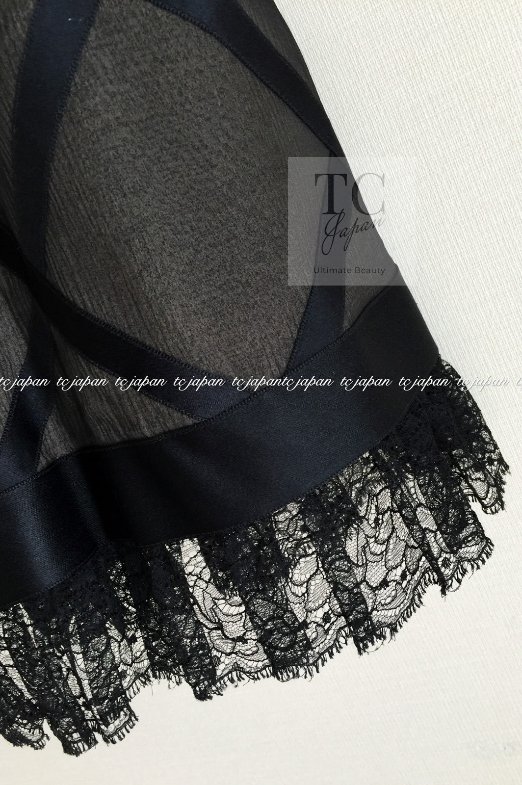 CHANEL 07S Black Brown Satin Silk Trim Dress 38 40 シャネル ブラック ブラウン サテン シルク トリム ワンピース 即発