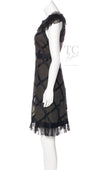 CHANEL 07S Black Brown Satin Silk Trim Dress 38 40 シャネル ブラック ブラウン サテン シルク トリム ワンピース 即発
