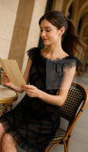 CHANEL 07S Black Brown Satin Silk Trim Dress 38 40 シャネル ブラック ブラウン サテン シルク トリム ワンピース 即発