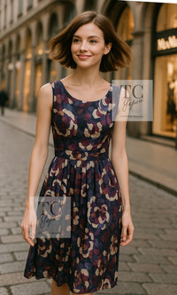 CHANEL 10C Navy Multicolor Flower Silk Blouse Jacket  38 シャネル ネイビー マルチカラー フラワー シルク100 ブラウス ジャケット