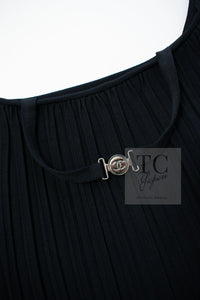 CHANEL 14C Black Sleeveless Belted Party Long Dress 38 シャネル ブラック ノースリーブ ベルト パーティー ニット ロング ワンピース 即発