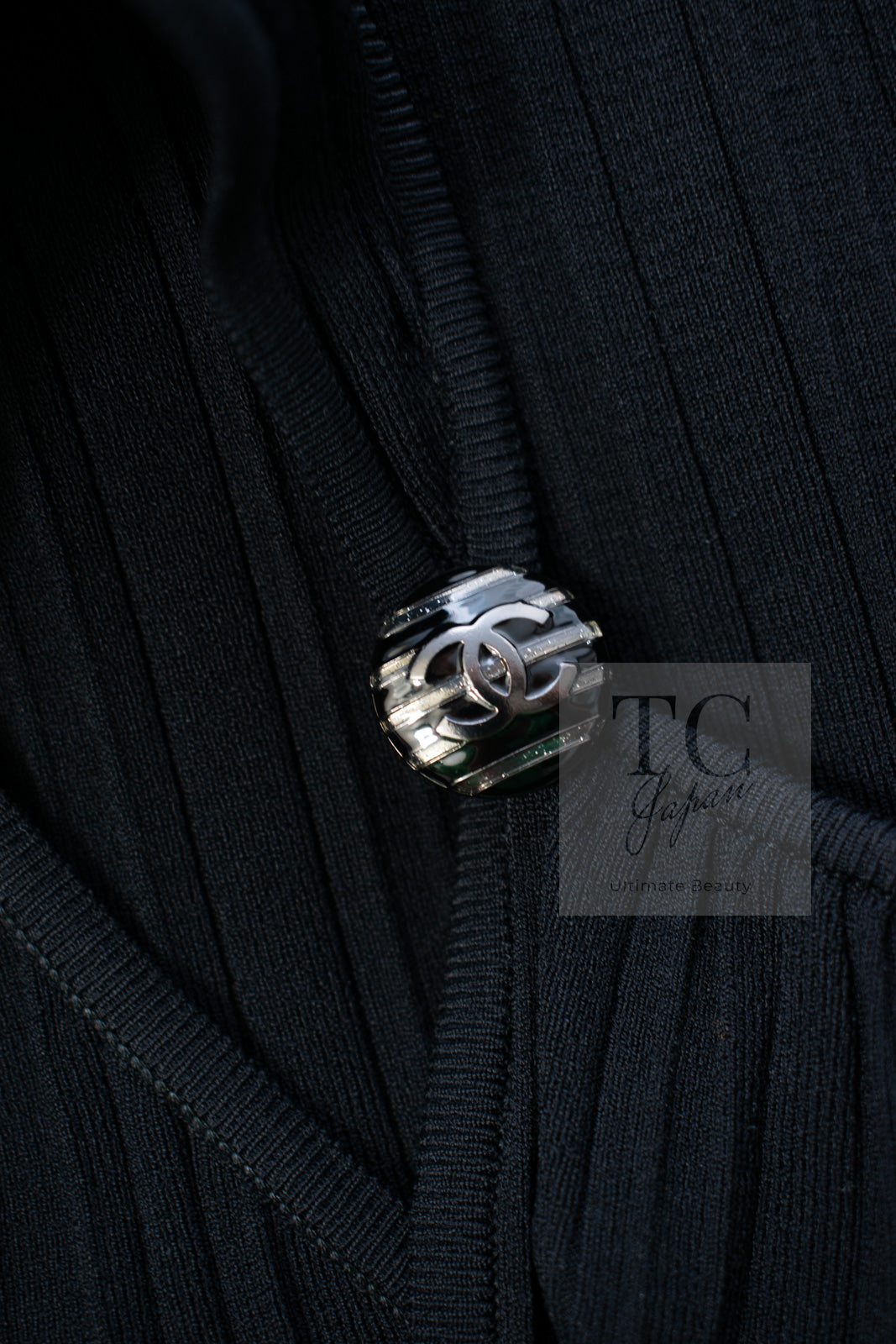 CHANEL 14C Black Sleeveless Belted Party Long Dress 38 シャネル ブラック ノースリーブ ベルト パーティー ニット ロング ワンピース 即発