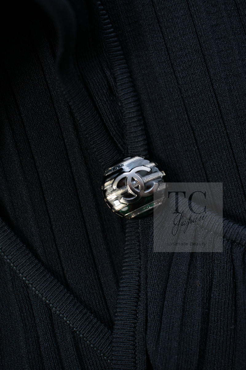 CHANEL 14C Black Sleeveless Belted Party Long Dress 38 シャネル ブラック ノースリーブ ベルト パーティー ニット ロング ワンピース 即発
