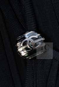 CHANEL 14C Black Sleeveless Belted Party Long Dress 38 シャネル ブラック ノースリーブ ベルト パーティー ニット ロング ワンピース 即発