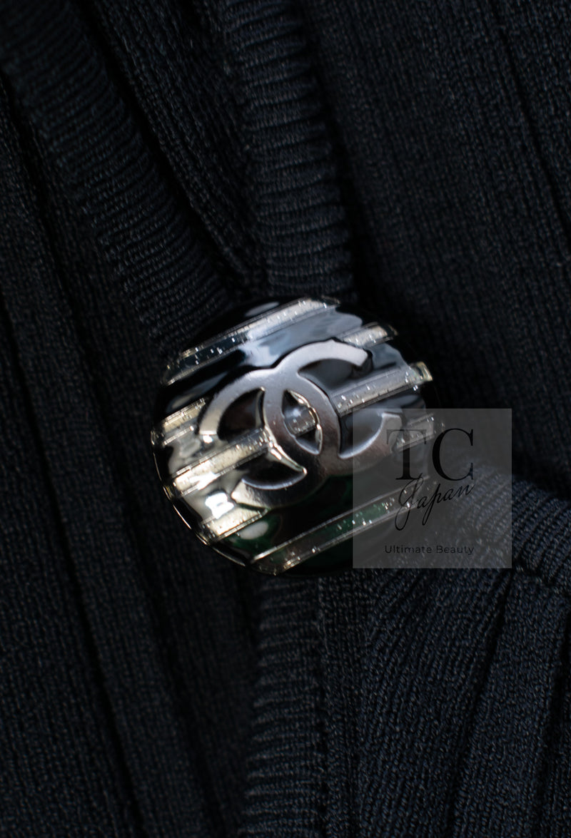 CHANEL 14C Black Sleeveless Belted Party Long Dress 38 シャネル ブラック ノースリーブ ベルト パーティー ニット ロング ワンピース 即発