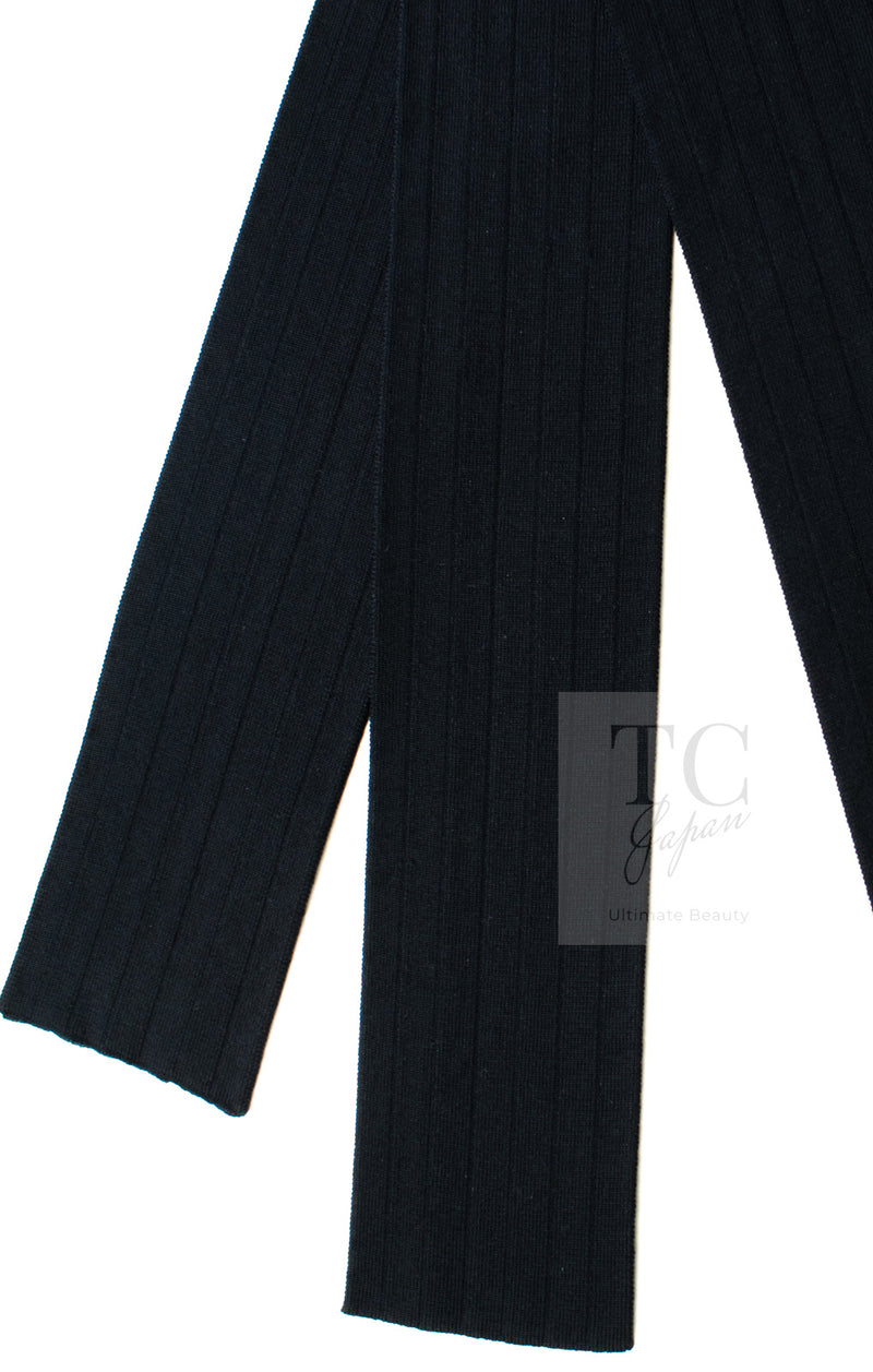 CHANEL 14C Black Sleeveless Belted Party Long Dress 38 シャネル ブラック ノースリーブ ベルト パーティー ニット ロング ワンピース 即発