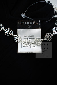 CHANEL 14C Black Sleeveless Belted Party Long Dress 38 シャネル ブラック ノースリーブ ベルト パーティー ニット ロング ワンピース 即発