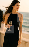 CHANEL 14C Black Sleeveless Belted Party Long Dress 38 シャネル ブラック ノースリーブ ベルト パーティー ニット ロング ワンピース 即発