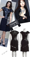CHANEL 14A Black Wool Leather Tweed Dress 38 シャネル ブラック レザー ウール ツイード ワンピース 即発