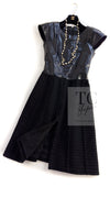 CHANEL 14A Black Wool Leather Tweed Dress 38 シャネル ブラック レザー ウール ツイード ワンピース 即発
