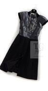 CHANEL 14A Black Wool Leather Tweed Dress 38 シャネル ブラック レザー ウール ツイード ワンピース 即発