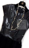 CHANEL 14A Black Wool Leather Tweed Dress 38 シャネル ブラック レザー ウール ツイード ワンピース 即発
