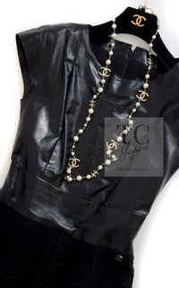 CHANEL 14A Black Wool Leather Tweed Dress 38 シャネル ブラック レザー ウール ツイード ワンピース 即発