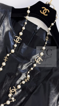 CHANEL 14A Black Wool Leather Tweed Dress 38 シャネル ブラック レザー ウール ツイード ワンピース 即発